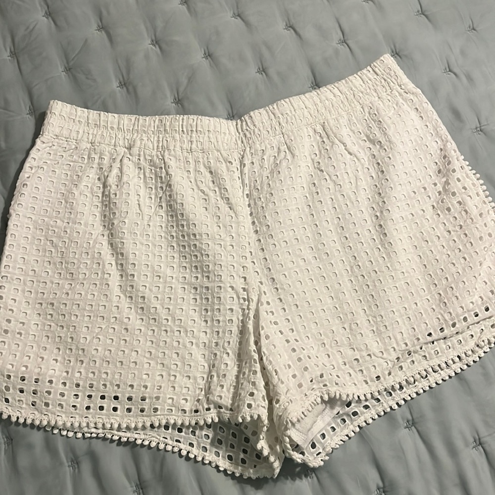 Lilly Pulitzer for Target White Eyelet Shorts Elastic Waist Pull-On Plus Size 1X